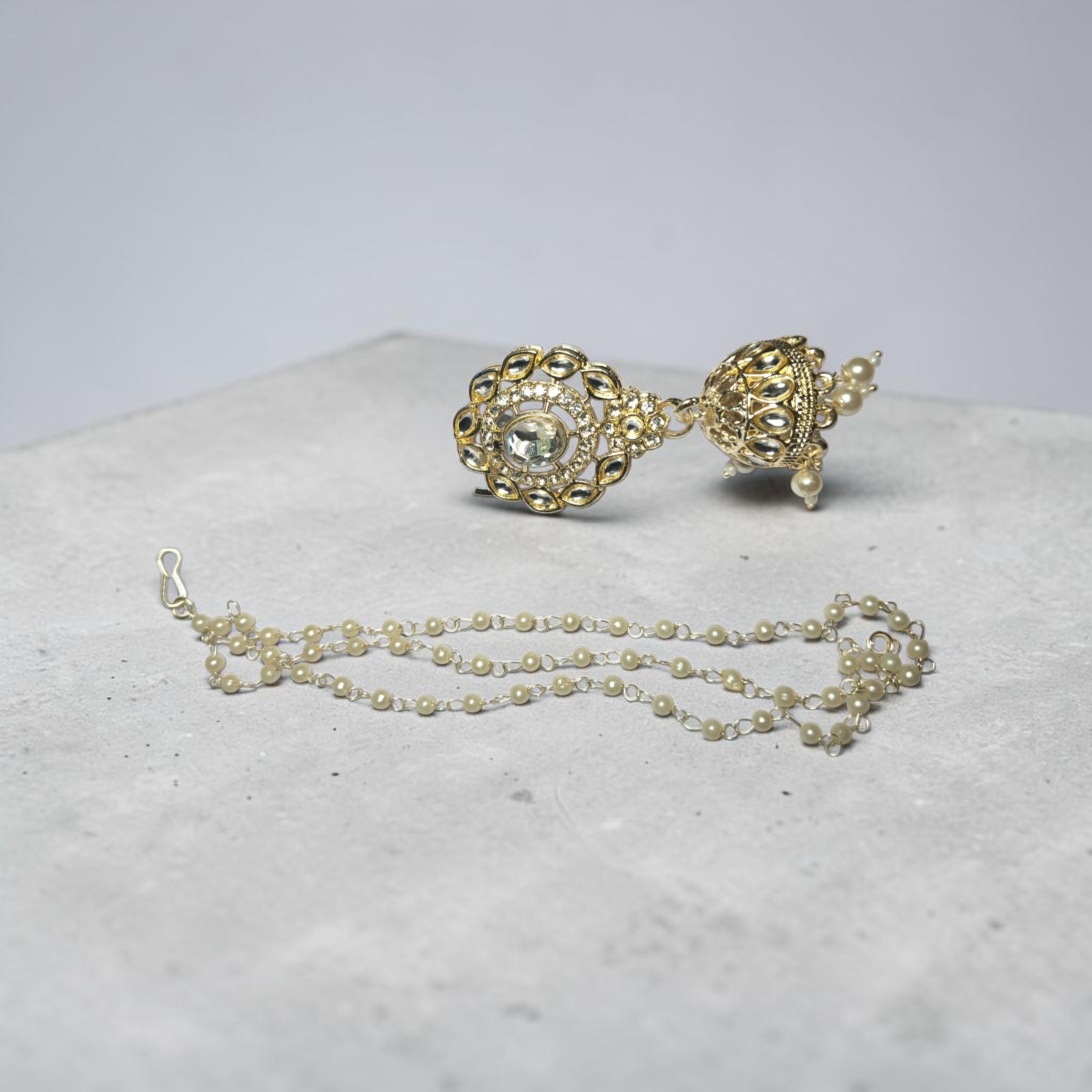 Gold-Plated Earrings & Tikka Set